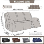 TAOCOCO Recliner Sofa Covers 8-Pieces Stretch Large Couch Covers - Image 5