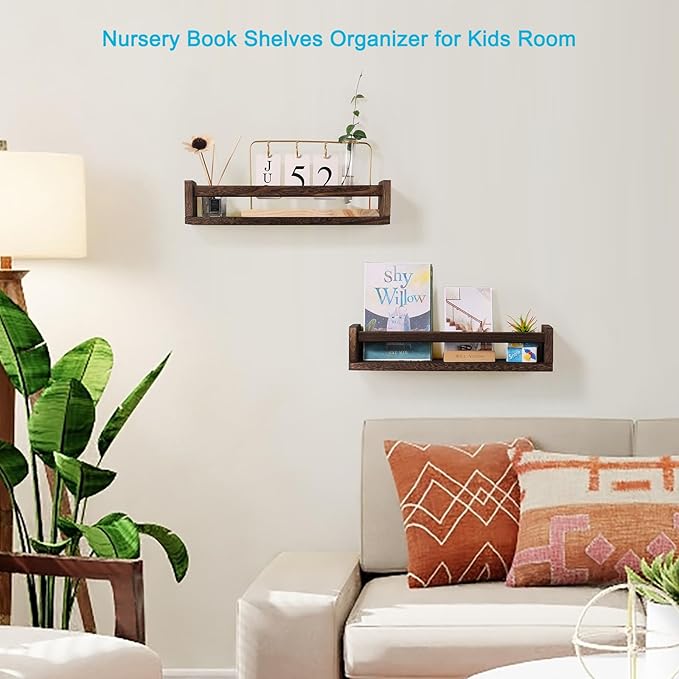 JORIKCHUO Nursery Book Shelves, Kitchen Spice Rack, or Rustic Wall Mounted - Image 4