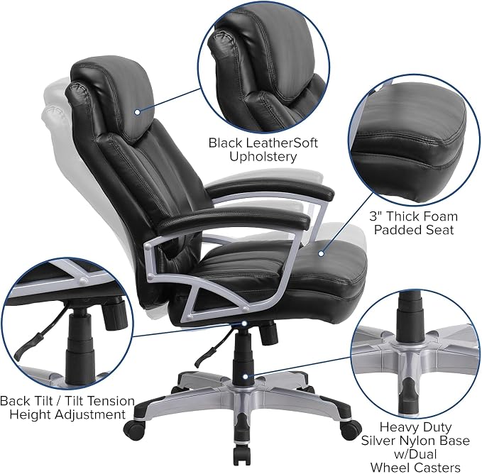 Flash Furniture HERCULES Series Big & Tall 500 lb. Rated Black LeatherSoft - Image 7