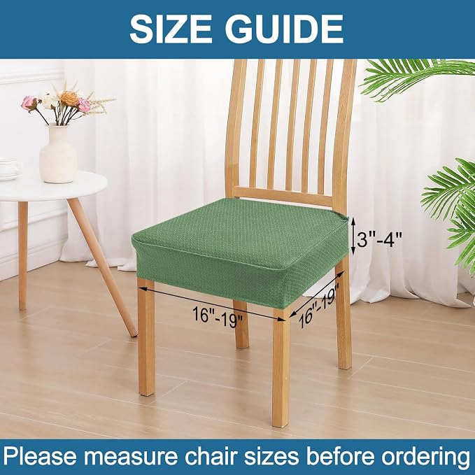 Smiry Waterproof Seat Covers for Dining Room Chairs Set of 6, Stretch Jacquard - Image 2