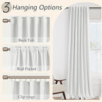 White 100% Blackout Curtains 105 Inch Length 2 Panels Set - Image 6