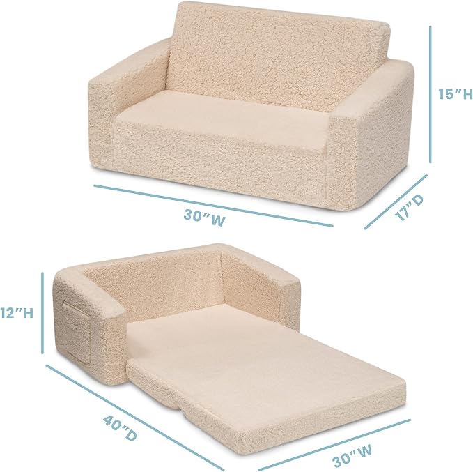 Delta Children Cozee Flip-Out Sherpa 2-in-1 Convertible Sofa to Lounger - Image 3