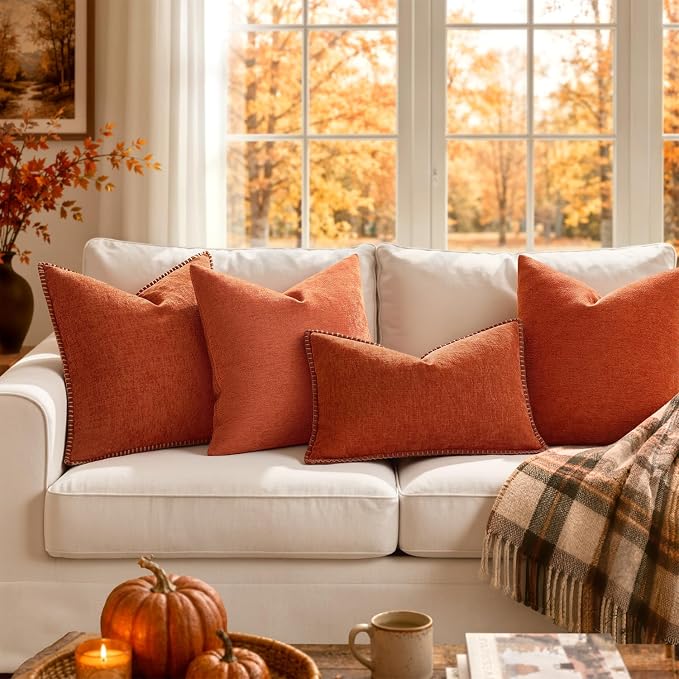 MIULEE Fall Decorative Couch Throw Pillow Covers 18x18 Inch Rust 2 Pack | - Image 6