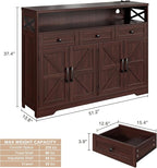 Befrases 52" L Modern Farmhouse Sideboard Buffet Cabinet, Kitchen Pantry Hutch - Image 3