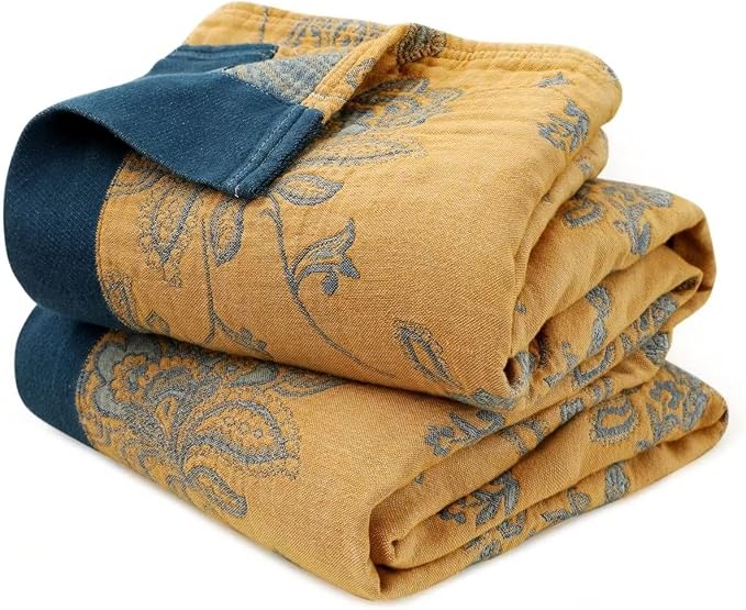 LUTBM Boho Throw Blanket for Bed 100% Cotton Ultra Soft Rustic Quilt Summer by LUTBMFindYourFreeSpiritatHome
