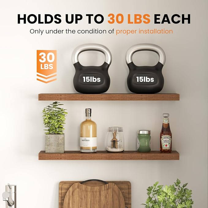 Fun Memories Floating Shelves for Wall, 24 Inch Set of 2 Rustic Wood Wall - Image 6