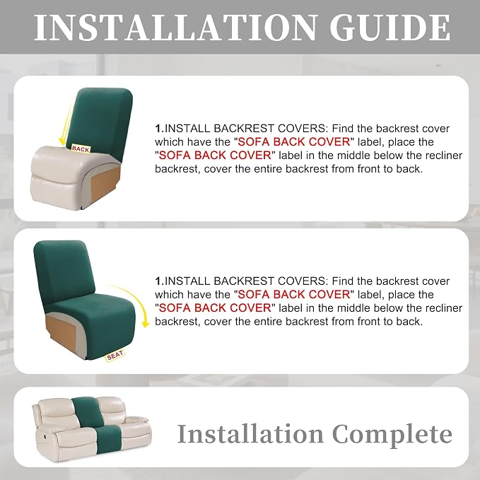 100% Waterproof Sectional Recliner Couch Covers - Image 7