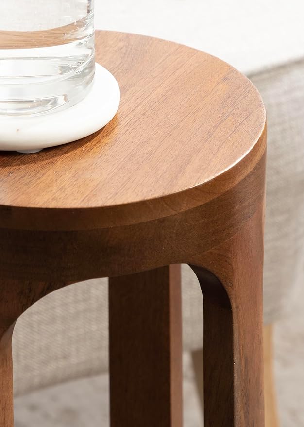 Kate and Laurel Dahl Wooden Round Drink Table; 8 x 23; Walnut Brown; - Image 7