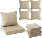 Summsun Outdoor Chair Cushions Set of 4, Faux Linen Patio Furniture Cushions by SUMMSUN