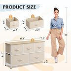 WLIVE Dresser for Bedroom with 5 Drawers, Wide Chest of Drawers, Fabric Dresser - Image 3
