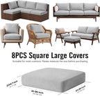 8Pcs Outdoor Cushion Covers, Stretch Patio Furniture Couch Chair Slipcovers | - Image 2