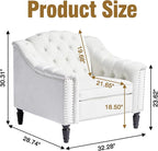 LEVNARY White Velvet Chair for Bedroom, Upholstered Sofa Chair - Image 2