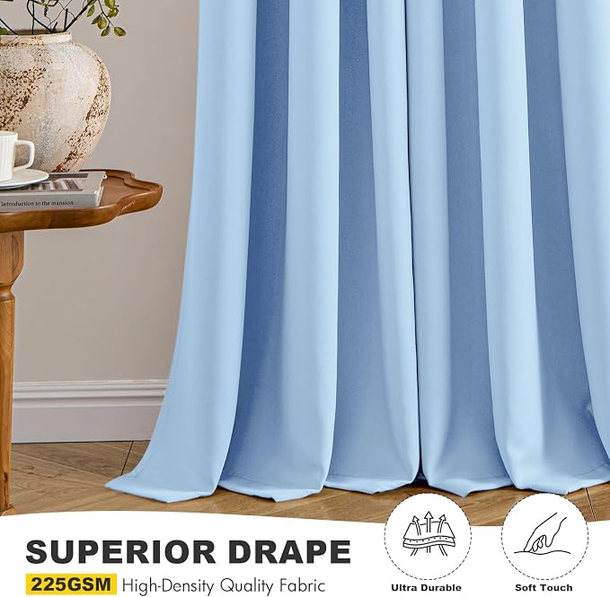MIULEE Blackout Curtains for Bedroom 2 Panels 40 x 63 Inch Long Sky Blue | - Image 5