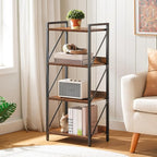 HOOBRO Bookshelf, 4-Tier Industrial Bookcase, Book Shelf Storage Organizer - Image 5