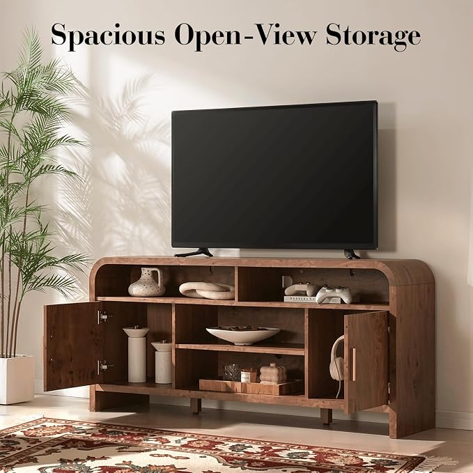 Entertainment Center for Living Room, Curved TV Stand - Image 6