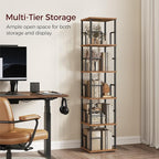MAHANCRIS 5-Tier Rotating Bookshelf, Freestanding Corner Bookshelf, 360° - Image 5