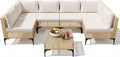 Devoko Patio Furniture Set, 7 Pieces Outdoor Wicker Sectional Couch by DEVOKO