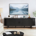 70.8" TV Stand with Power Outlet, Mid-Century Modern Television Stand, Fluted - Image 7