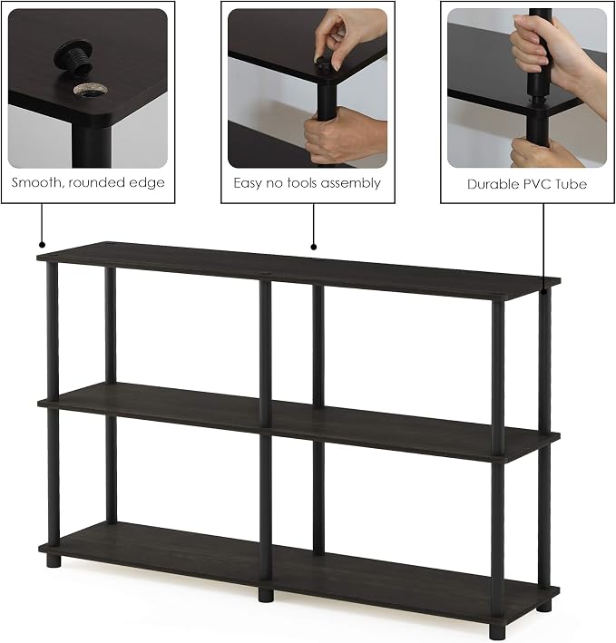 Furinno TURN-N-TUBE Storage Shelves, 3-Tier 47.4 Wide Book Shelf, Corner Shelf - Image 5