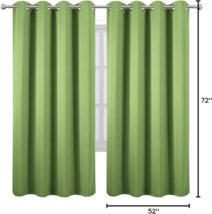 Light Green Thermal Blackout Curtains/52 x 72 Inch/Set of 2 Panels Room - Image 9