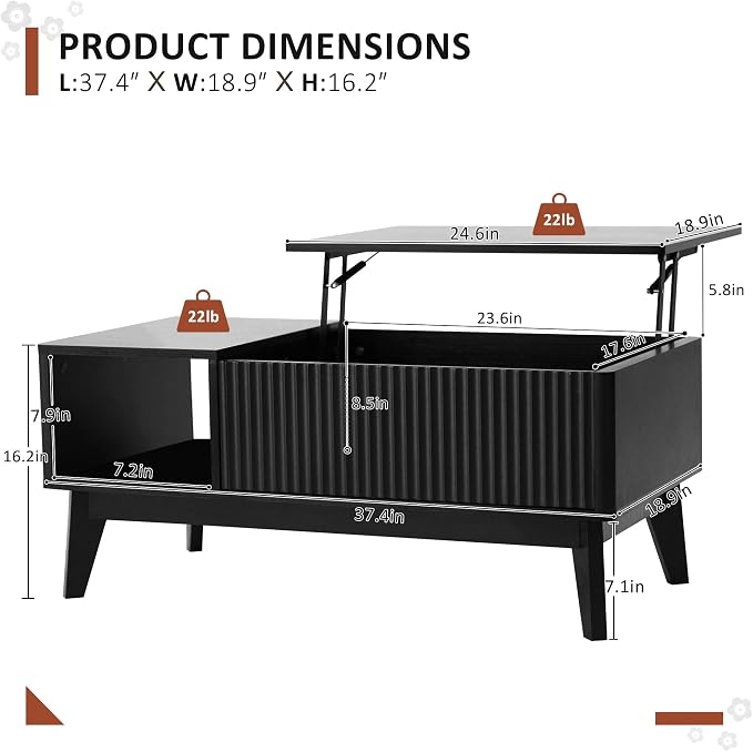 LYNCOHOME Fluted Coffee Table - Image 2