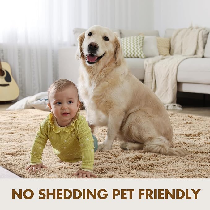 9x12 Ft Extra Large Shag Beige Rugs - Image 6