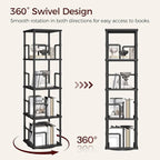 MAHANCRIS 4-Tier Rotating Bookshelf, Freestanding Corner Bookshelf, 360° - Image 5