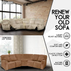 LightInTheBox 7-Piece Velvet Stretch Reclining Couch Covers 5 Seats Corner Sofa - Image 3