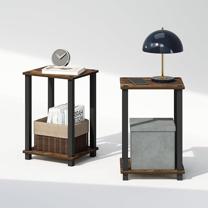 Furinno Simplistic Night Stand Set of 2, 2-Tier Small Nightstand - Image 7