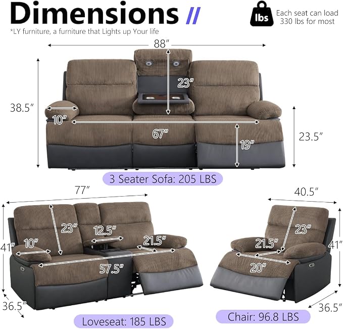 Power Recliner Loveseat Sofa - Image 2