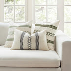 MIULEE Set of 2 Moss Green Boho Decorative Pillow Covers 18x18 Inch | Farmhouse - Image 3