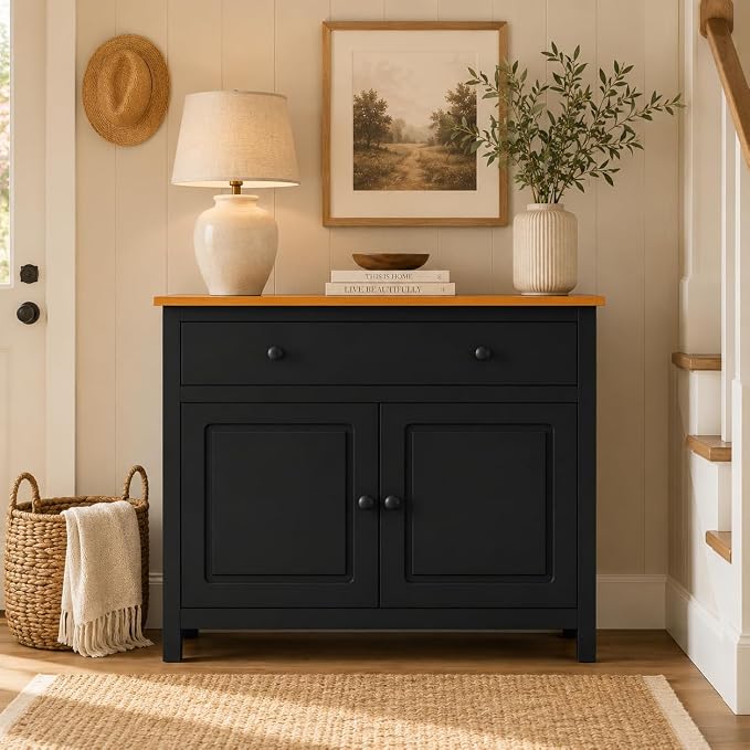 From the Tree Furniture 44" Wide Black & Pine Top Solid Pine Shaker Sideboard - Image 8