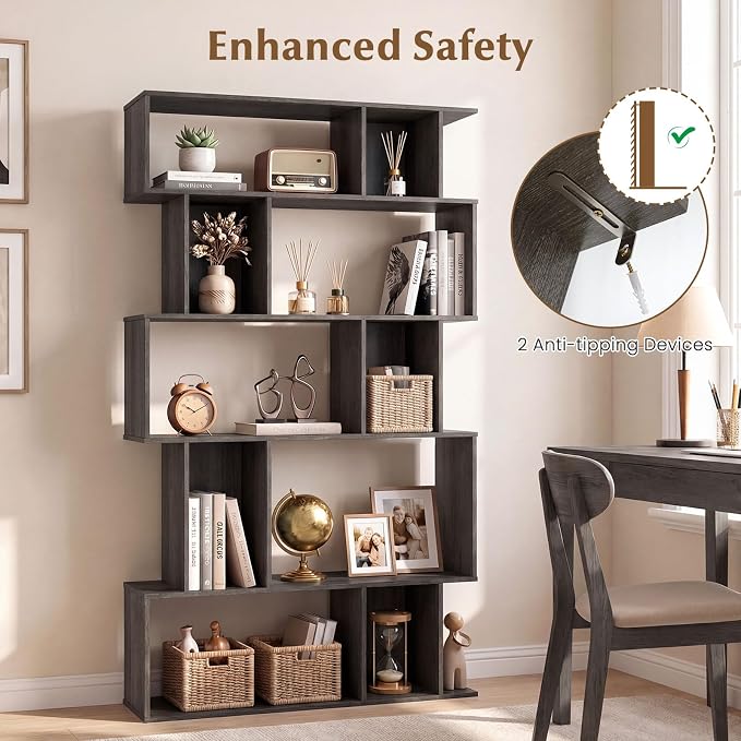 Giantex 5-Tier Bookshelf, 10-Cube Geometric Book Case - Image 7