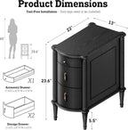 STO'SENSE Nightstand w/Charging Station & 3 Drawers, Pre-Assembled, Vintage - Image 2