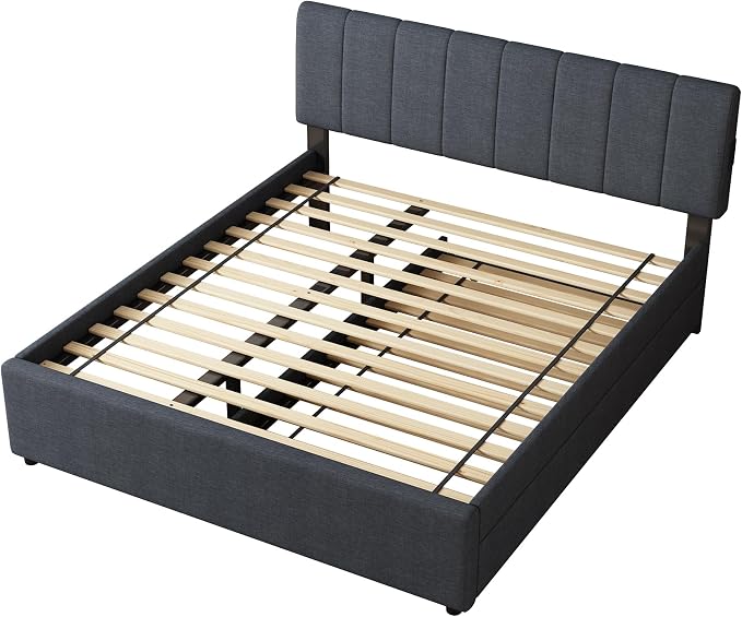 Queen Size Upholstered Platform Bed - Image 9