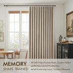 MIULEE Sand Pinch Pleated 100% Blackout Linen Curtains 40x84 Inches | Room - Image 3