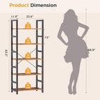 DUMOS 5-Tier Bookshelf, Modern Tall Bookcase, Open Storage Display Shelf - Image 3