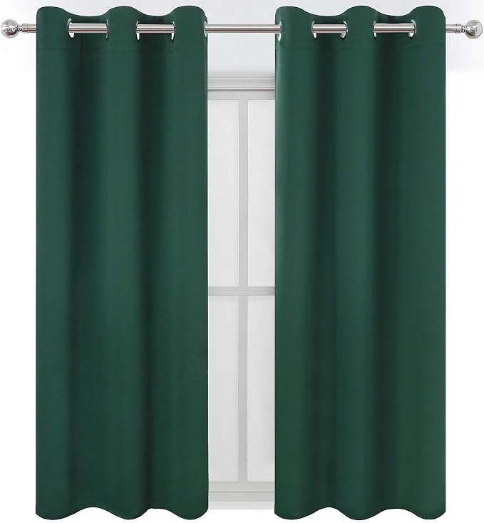 Green Blackout Curtains 40 x 63 Inch Length/Set of 2 Curtain Panels/Thermal - Image 2
