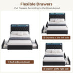 Full LED Velvet Bed Frame with 2 Storage Drawers&Hidden Headboard, Upholstered - Image 7