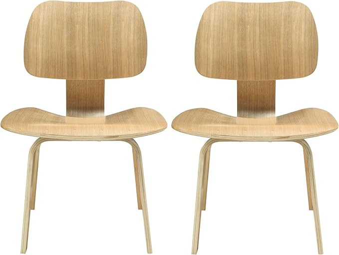 Modway Fathom Mid-Century Modern Molded Plywood Two Kitchen and Dining Room by Modway