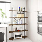 5 Tiers Bookshelf Organizer Industrial Shelf, Modern Open Display Storage - Image 5