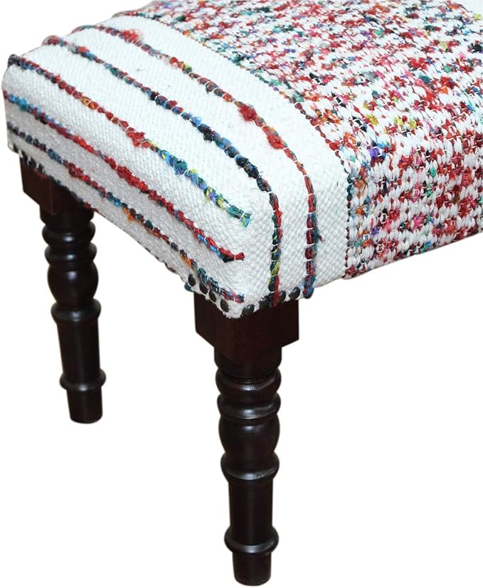LR Home Multicolor Handmade Upholstered Bench - Image 7