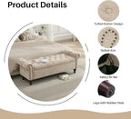 SOFTHION 58.1" Storage Bench Upholstered Chenille End of Bedroom Bed Bench - Image 4