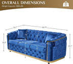DAMAIFROM Velvet Couch Blue and Gold Sofa Luxury Loveseat 84.6" Mid Century - Image 2