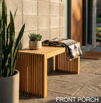 Bamboo Natural 36 inch Wooden Bench, Small Wood Benches - Image 5