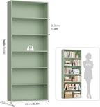 FOTOSOK 6-Tier Open Bookcase and Bookshelf, Freestanding Display Storage - Image 3