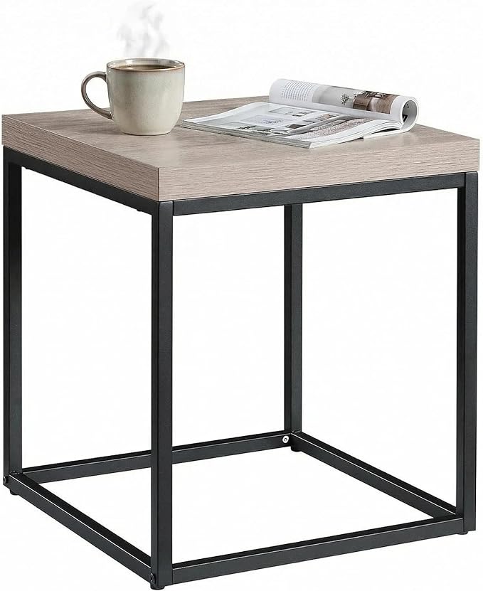 CENSI Modern Square End Table, Extra Thick 1.6" Wood Top & Metal Frame - Image 4