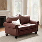 60" Wide Genuine Leather Chesterfield Loveseat, 2 Seat Leather Sofa - Image 3