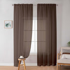 Sheer Curtains 72 Inches Long 2 Panels Set, Light Filtering Sheer Curtain Rod by OWENIE