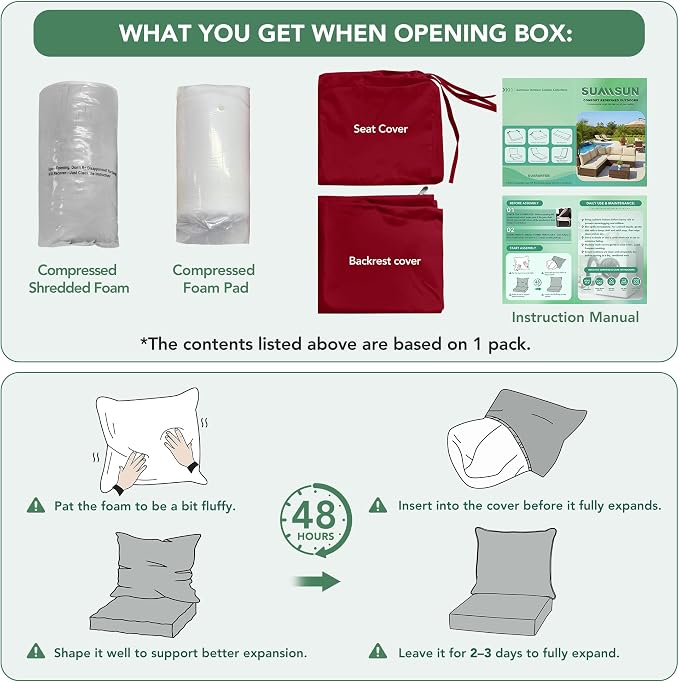 Summsun Outdoor Cushions for Patio Furniture, Double-Sided Waterproof Backrest - Image 6